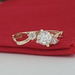 ❤️14k Size 7.5 Precious Solid Yellow Gold Cubic Zirconia Cocktail Ring! 👌🎁